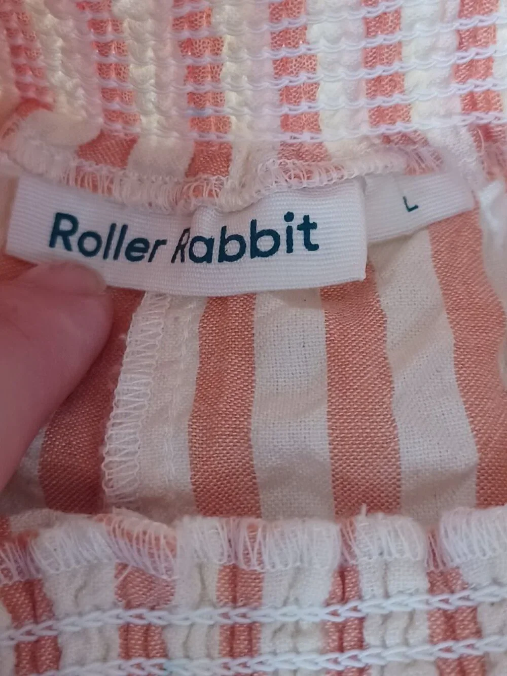 Roller Rabbit Womens Tianna Top And Pants Set Fringe Coral Stripe CoverUp Size M